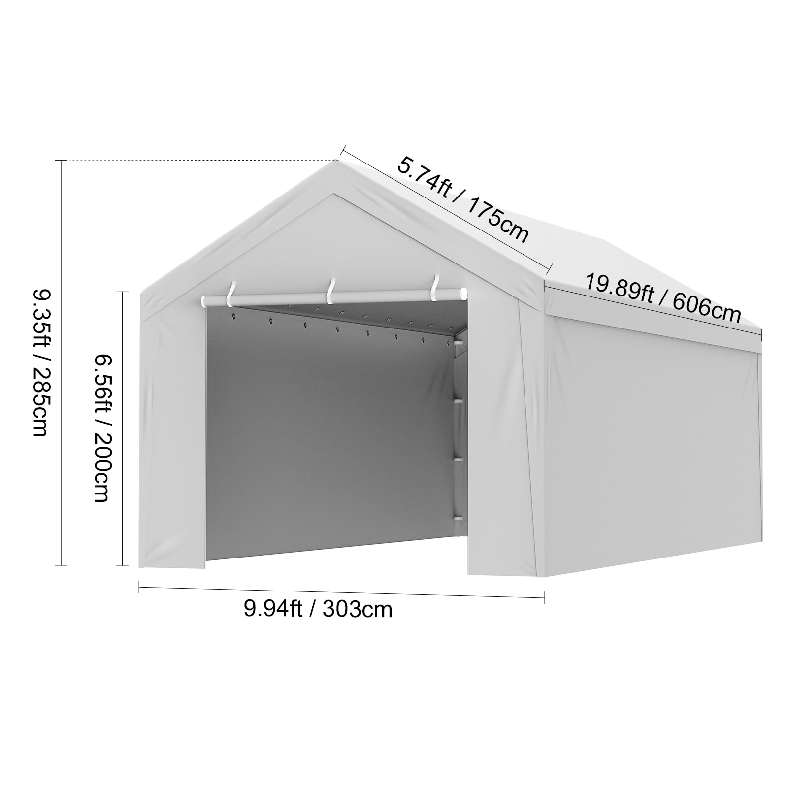 Carport Replacement Canopy Cover With Side Wall, Heavy-duty Tarp_voghion.com